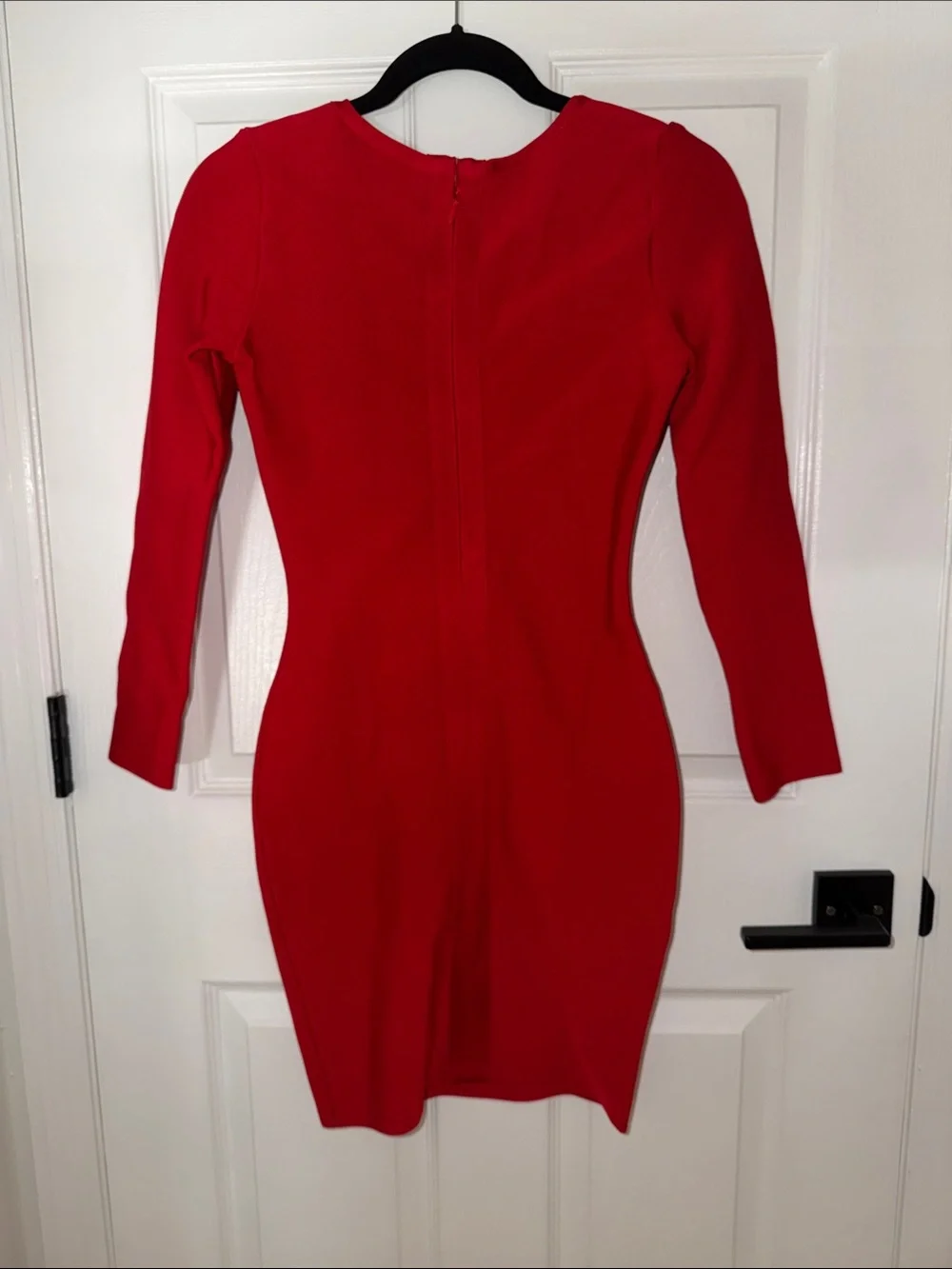 Bodycon Mini Dress with Lace-Up V-Neck in Red